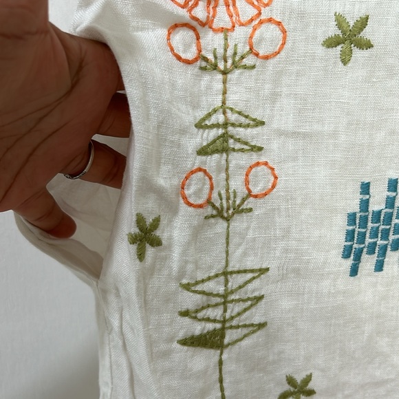 JOHNNY  WAS WOMEN EMBROIDERED BIYA LINEN TUNIC SHIFT DRESS WHITE SLEEVELESS Sz S - Picture 10 of 14